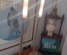 A pair of metal chrome mid century style table lamps