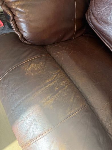 Electric Recliner Couch - Brown Leather