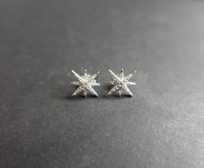 Cubic Zirconia Sterling Silver Star Errings