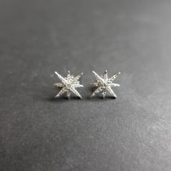 Cubic Zirconia Sterling Silver Star Errings