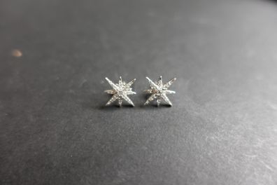 Cubic Zirconia Sterling Silver Star Errings