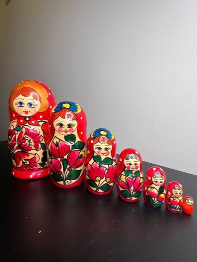 Vintage Wooden Nesting Doll Set Seven Pieces