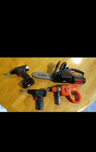 Childrens Bosch  Workbench and Power tools