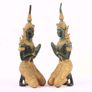 2 Vintage Thai Bronze Angel Teppanom Guardian Figurines Kneeling Statue Image 4