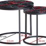 Side Table, Set of 2 Marble Look Round Coffee Table, 2-Piece Table Frame Metal, Small Living Image 3