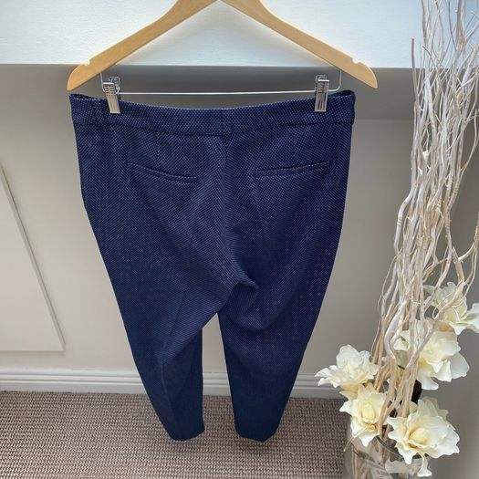 TATUUM Navy Blue & White Polka Dot Tapered Ankle Trousers 40