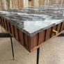 Console / desk table solid wood marble top Image 2