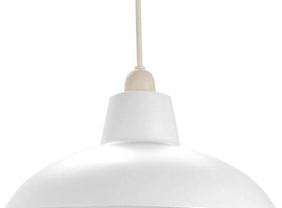 Retro Designed Matt White Curved Metal Ceiling Pendant Light Shade | 60w Maximum | 29cm Diameter (FREE POSTAGE)