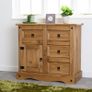 Corona 1 Door 4 Drawer Sideboard in Distressed Waxed Pine Image 2
