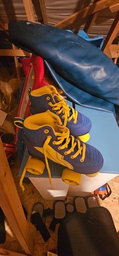 skating shoes with hand and leg protectors