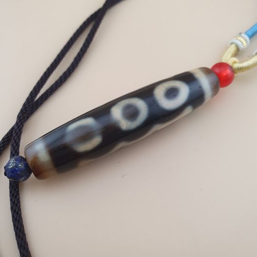 Vintage 5 Eyes Agate Bead Amulet pendant Necklace