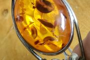 Genuine Baltic Amber sterling silver bracelet cuff.