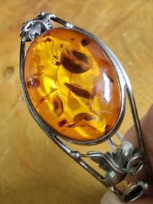 Genuine Baltic Amber sterling silver bracelet cuff.