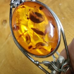 Genuine Baltic Amber sterling silver bracelet cuff.