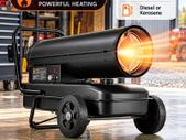 100,000 BTU Diesel & Kerosene Forced Air Heater 38L Portable Industrial Space Heater with Thermostat