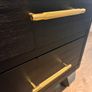 2 x black bedside lockers - black wood with gold handles Image 4