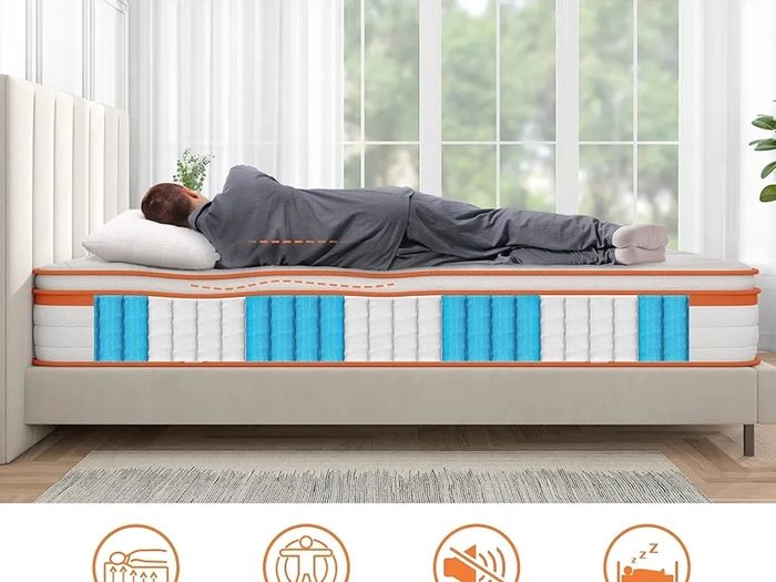 Double Mattress 4FT6, 10 Inch Gel Memory Foam 7 Zone Orthopedic Double Mattress Pocket Sprungs Wave Memory Foam Hybrid - Medium Firm - Motion Isolation 135x190x25 cm