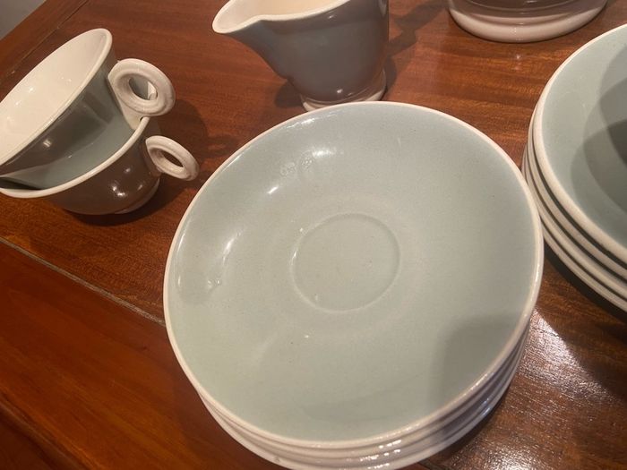 27 piece vintage French coffee set c.1930s,in sage green