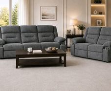 3+2 Montana Grey & Beige fabric recliner sofa