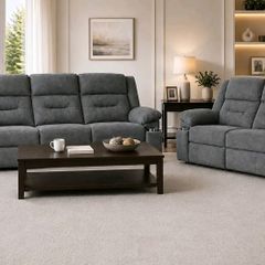 3+2 Montana Grey & Beige fabric recliner sofa