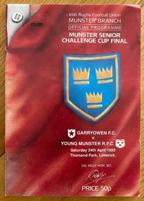 1993 Garryowen v Young Munster - Munster Senior Challenge Cup Final Programme