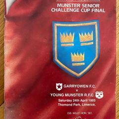 1993 Garryowen v Young Munster - Munster Senior Challenge Cup Final Programme