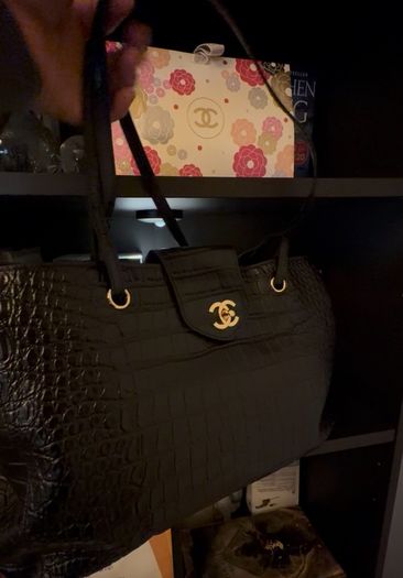 Croc embossed tote bag
