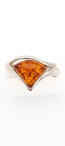 Sterling Silver And Natural Baltic Cognac Amber Ring