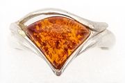 Sterling Silver And Natural Baltic Cognac Amber Ring