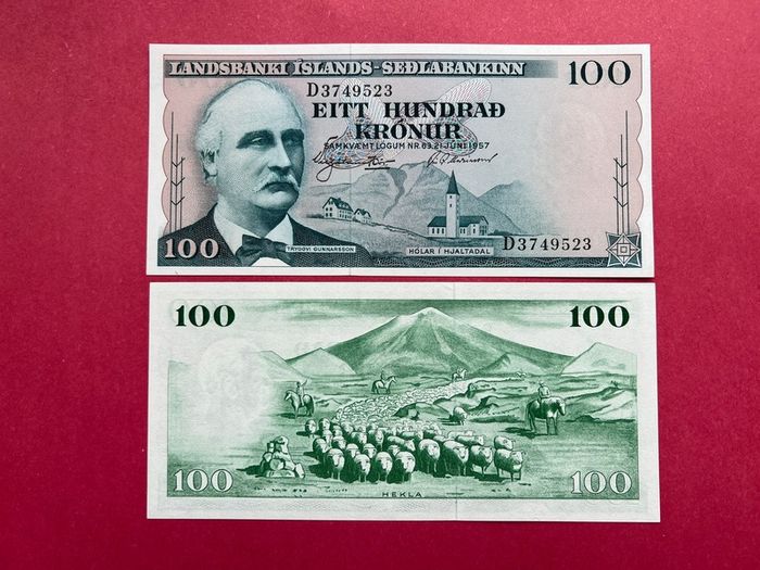 Iceland 100 Kronur  1957  Pick 40a ( Uncirculated )