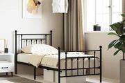 Metal Bed Frame without Mattress with Footboard Black 90x200cm