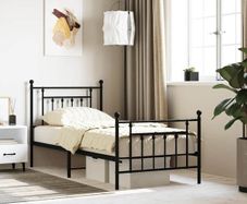 Metal Bed Frame without Mattress with Footboard Black 90x200cm