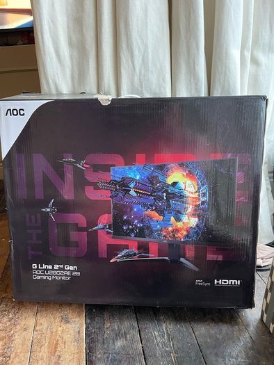 AOC 28 inch gaming monitor in box