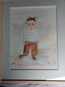Framed Watercolour Cartoon Pic