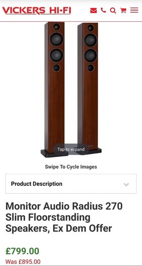 Speakers, Monitor Audio Radius 270