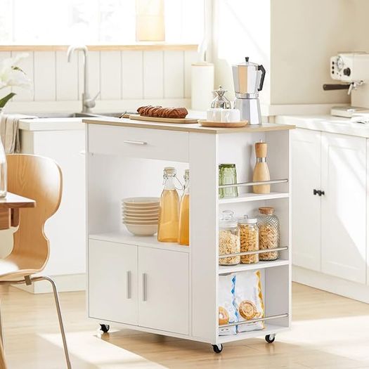 Kitchen trolley Cabinet on wheels black or white