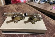 Vintage miniature brass/pewter cannon figurines