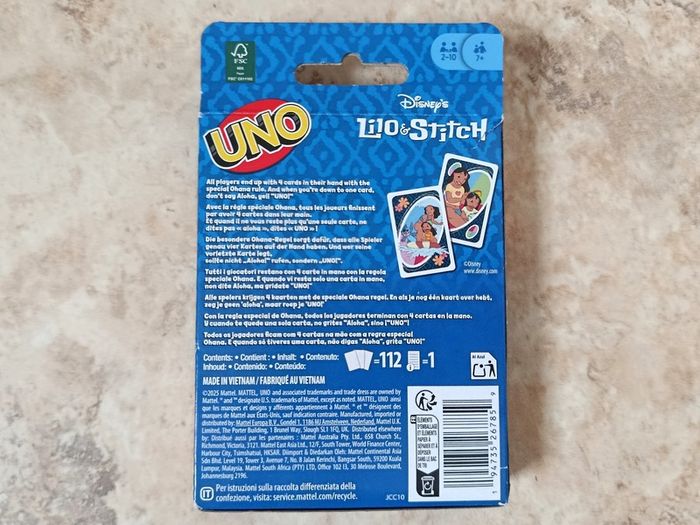 UNO Disney's Lilo and Stitch Card Game by Mattel - Ohana Rule Special Edition