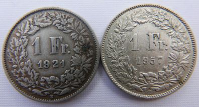 Helvetia Switzerland 2 Silver Swiss Minted Coins