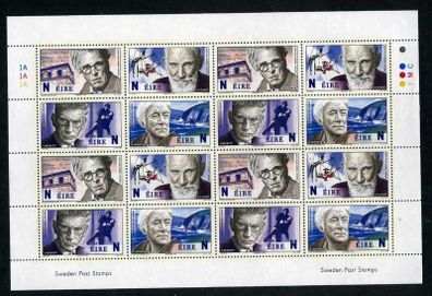 2004 Ireland 2004 Ireland Irish Winners of the Nobel Prize Stamp Sheetlet Mint Never Hinged (MNH)