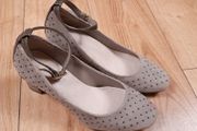 Clarks Mauve Taupe Suede Studded Ankle Strap Block Heels 4UK/37EU