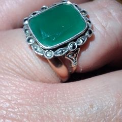9ct Gold Silver Agate Ring