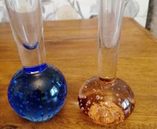 Vintage Hand Blown Controlled Bubble Posy Vases x 2