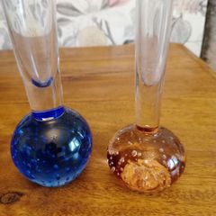 Vintage Hand Blown Controlled Bubble Posy Vases x 2