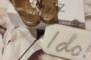 Gold Sandals and Wedding Bag