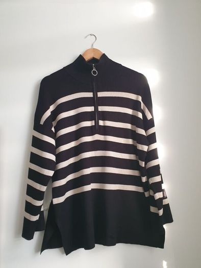 Object.  Zip Striped Knitted Jumper Size Medium