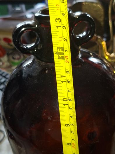 Vintage Large Amber Glass Demijohn Bottle Double Loop Jug Postage Available or Collection,