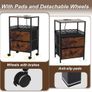 Slim Bedside Table Set of 2 with Charging Station & 2 Drawers - Narrow End Table with 2 Outlets, USB Ports,Industrial Rustic Brown Nightstand for Small Spaces, Bedroom, Living Room Image 3