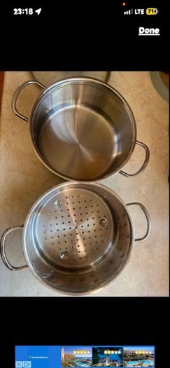 Steamer Cookware Set with Glass Lid Handles Stainless Steel Pan Kitchen Home Cook Chef Healthy Veg Cooking Housewarming induction ceramic gas electric perfect condition