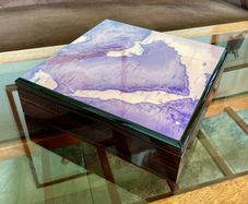 Bateel French Lacquered Wood Date Gift Box with Map of Arabian Peninsula UAE